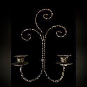 Elegant Twisted Double Wall Sconce Candle Holder - Brass Finish